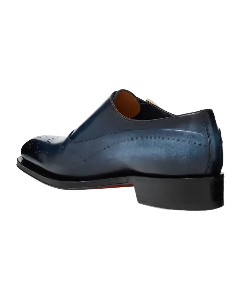 Santoni Men 's Carter Brogue Leather Double Monk-Strap Loafers
