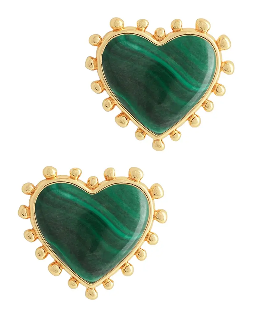 Anabel Aram Jewelry Heart Stone Stud Earrings