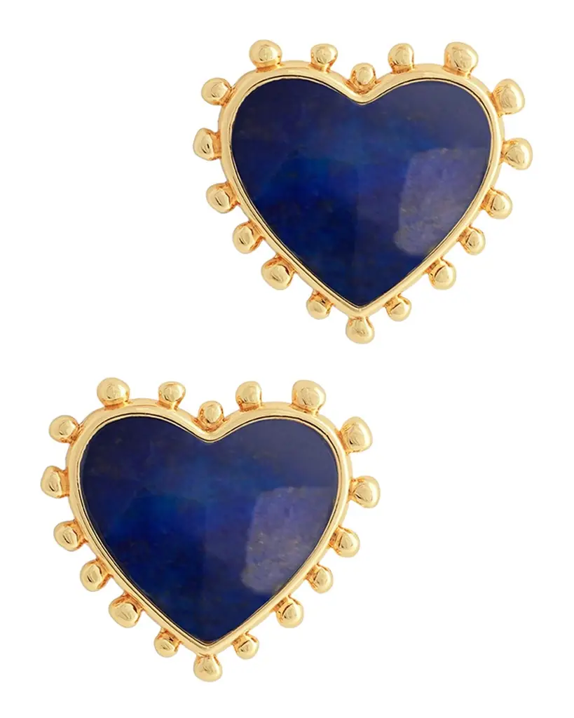 Anabel Aram Jewelry Heart Stone Stud Earrings