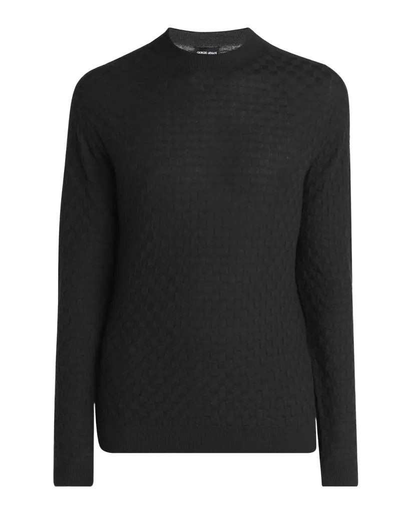 Giorgio Armani Men 's Quadrant Knit Cashmere and Silk Crewneck Sweater