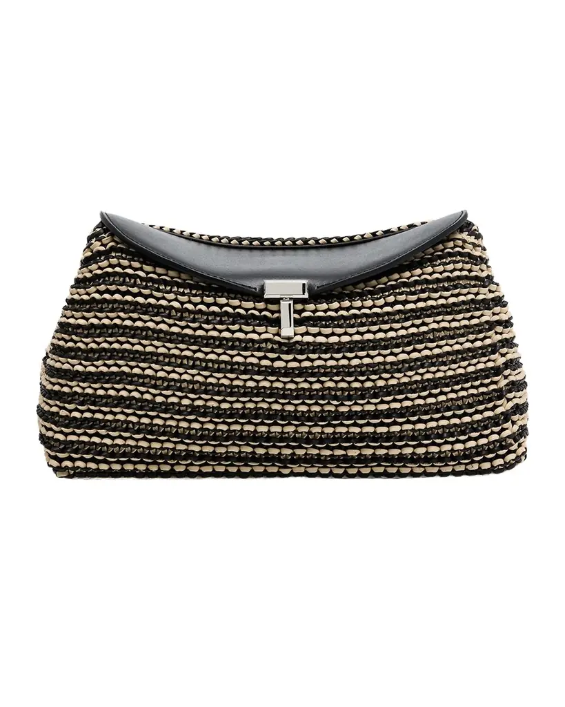 Toteme T-Lock Woven Leather Clutch Bag