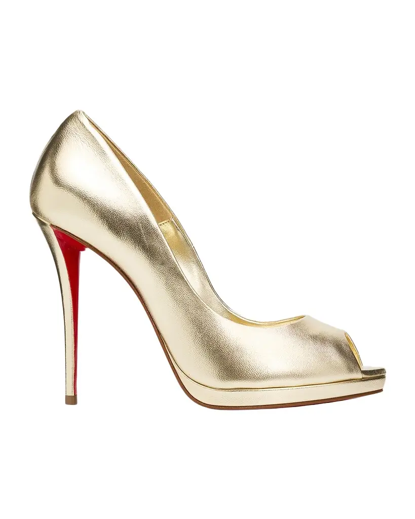 Christian Louboutin 120mm Lady Z Metallic Nappa Leather Peep-Toe Pumps