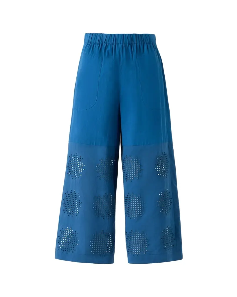 Akris punto Frey Eyelet Cotton Poplin Wide-Leg Crop Pants