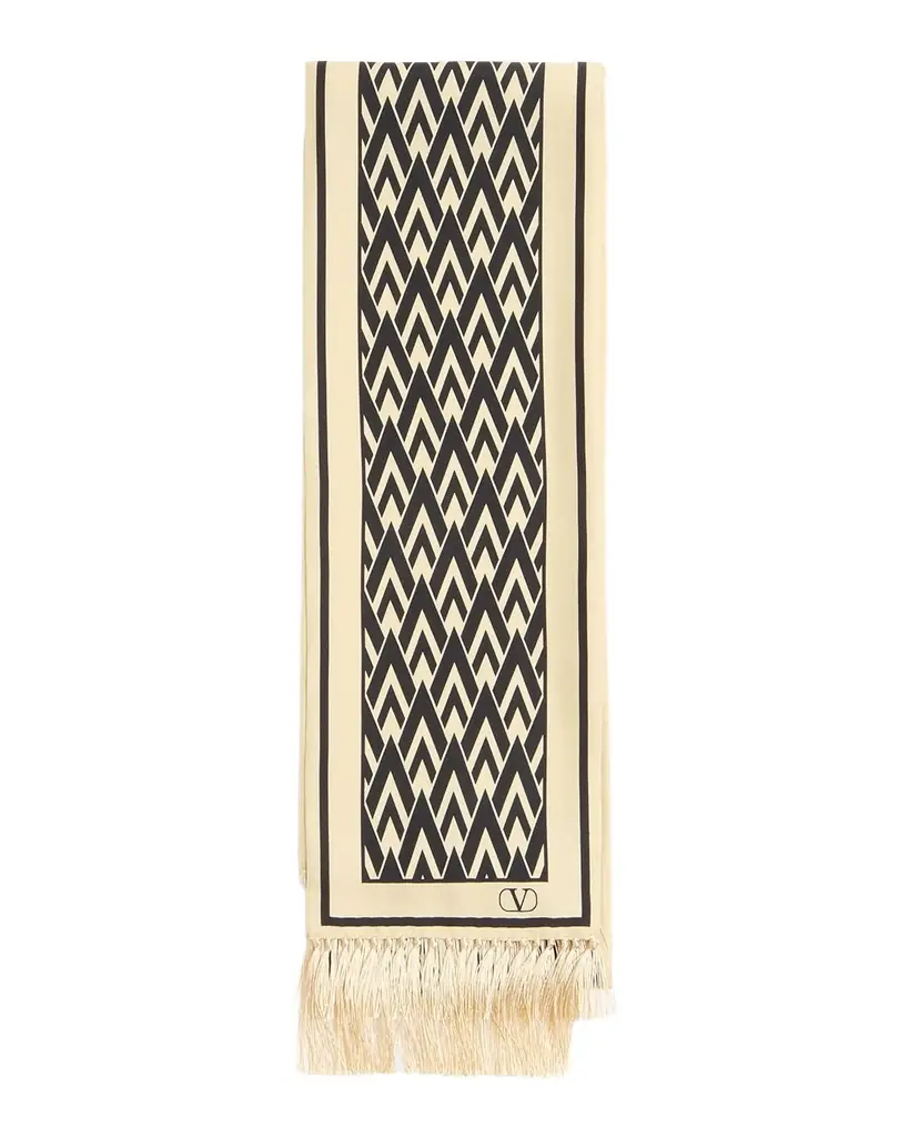 Valentino Garavani Toute La V Bandeau Scarf with Fringe