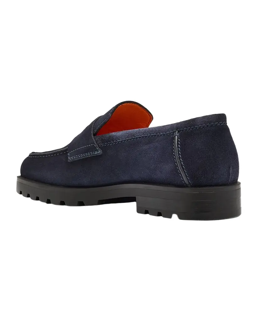 Santoni Men 's Rock Suede Lug Sole Penny Loafers