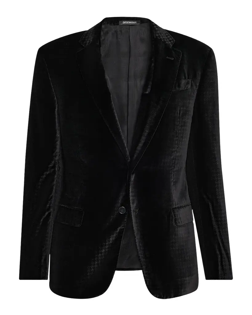 Emporio Armani Men 's Houndstooth Velvet Dinner Jacket