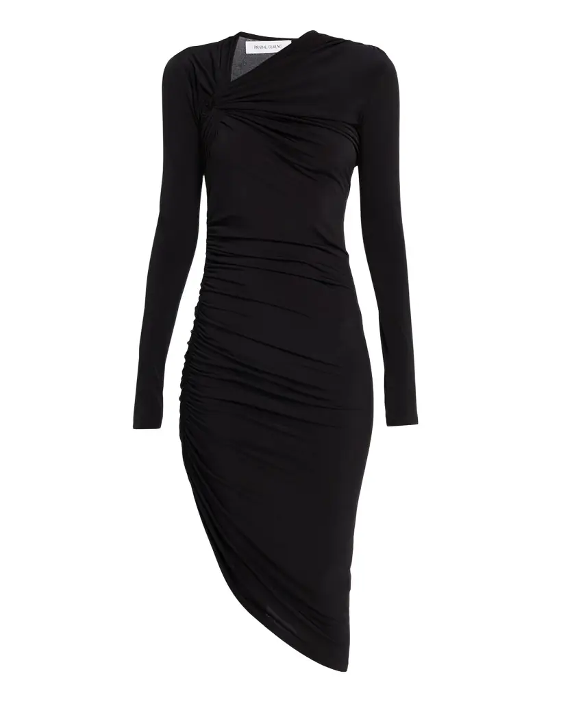 Prabal Gurung Asymmetric Twisted Shoulder Midi Dress