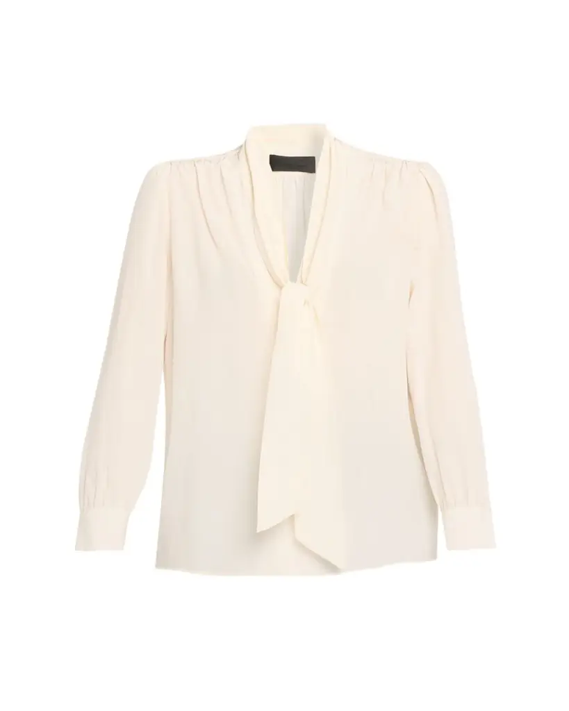 Nili Lotan Colt Neck-Scarf Silk Blouse