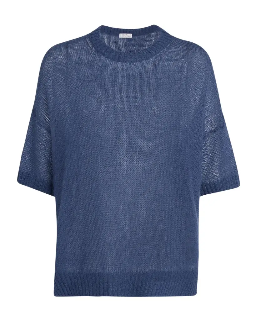 Brunello Cucinelli Mohair Shetland Gauze Crewneck Sweater
