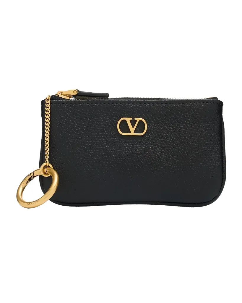 Valentino Garavani VLogo Leather Key Ring Pouch Bag