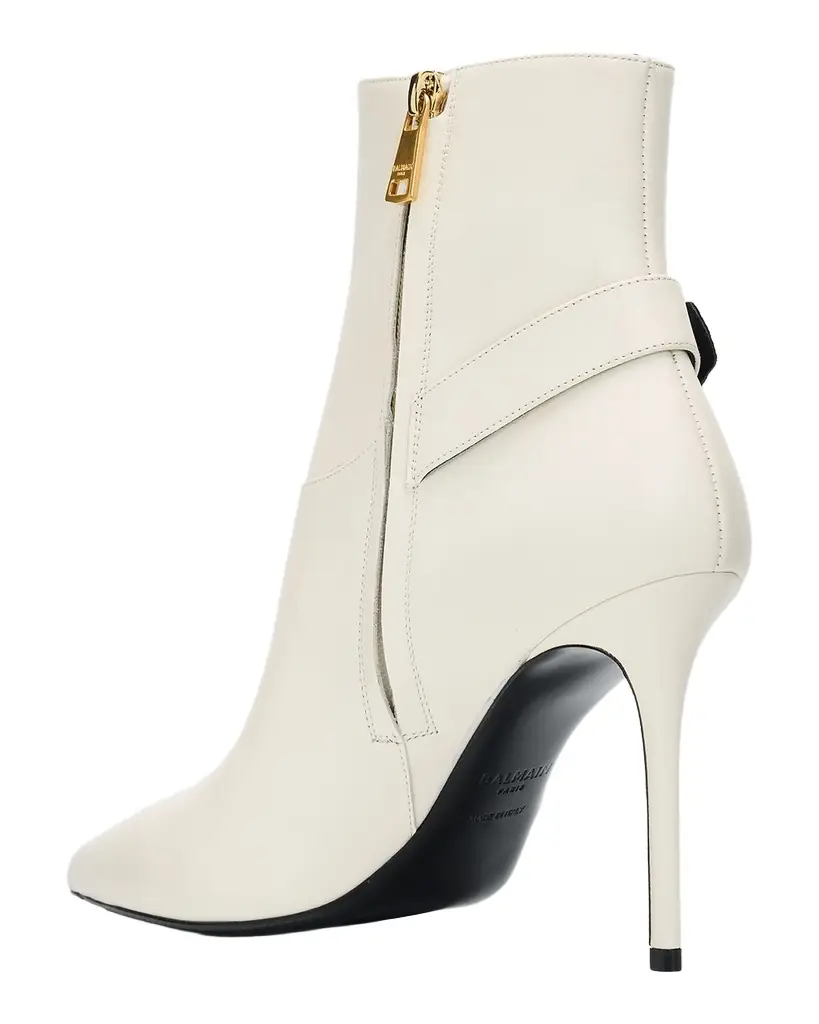Balmain 85mm Buckle Leather Ankle Booties