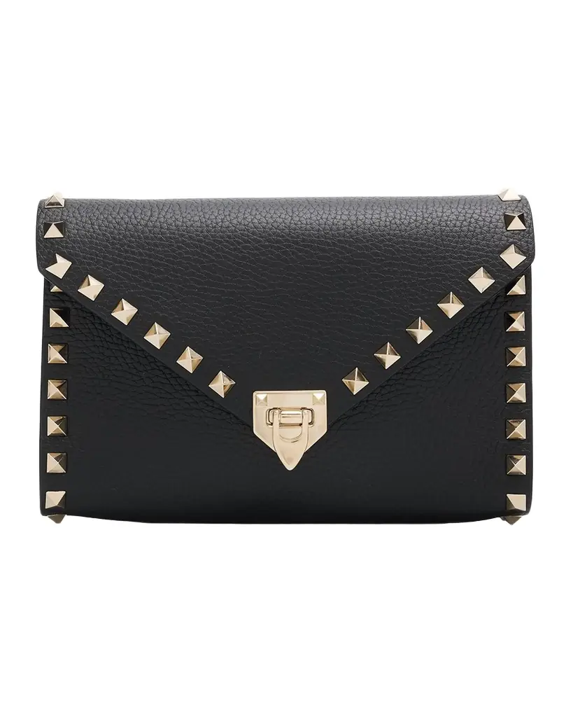 Valentino Garavani Mini Rockstud Grain Leather Clutch Bag