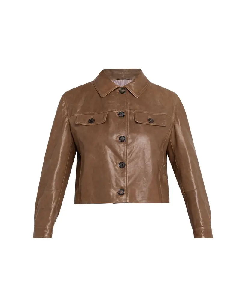 Brunello Cucinelli Button-Down Leather Jacket
