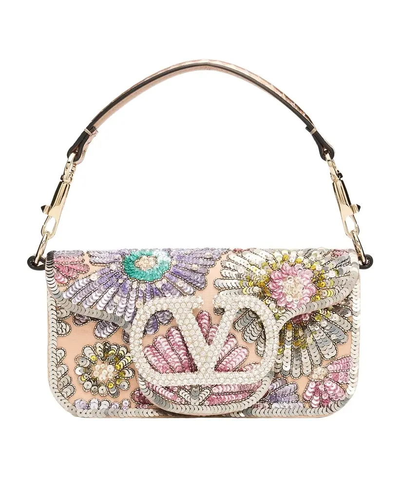 Valentino Garavani Small Crystal VLogo Sequin Burst Shoulder Bag