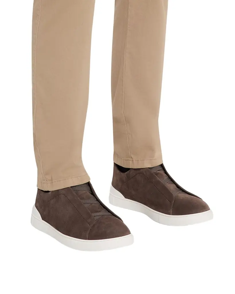 ZEGNA Men 's Triple Stitch Suede Sneakers