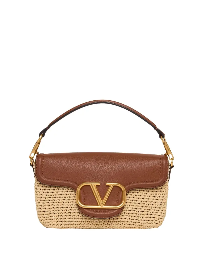 Valentino Garavani Viscose Raffia & Leather Top-Handle Bag