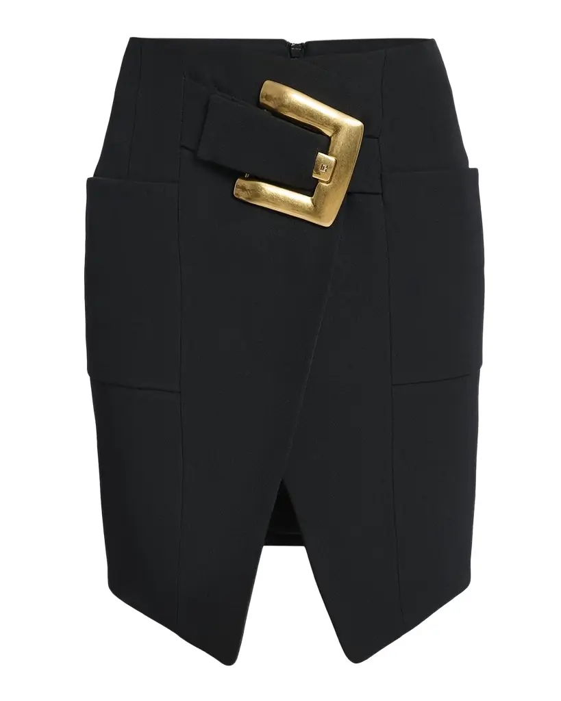 Balmain Belted Grain De Poudre Mini Wrap Skirt