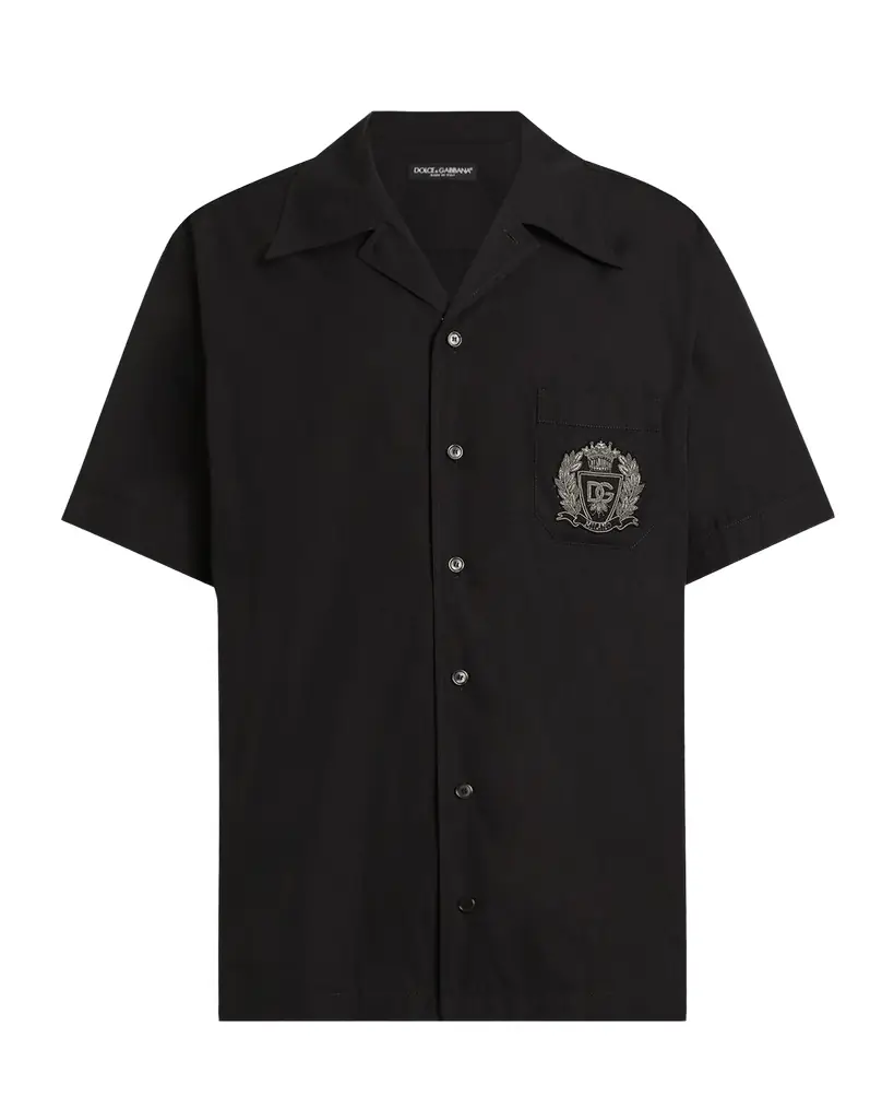 Dolce & Gabbana Men 's Hawaii Cotton Emblem Short-Sleeve Shirt
