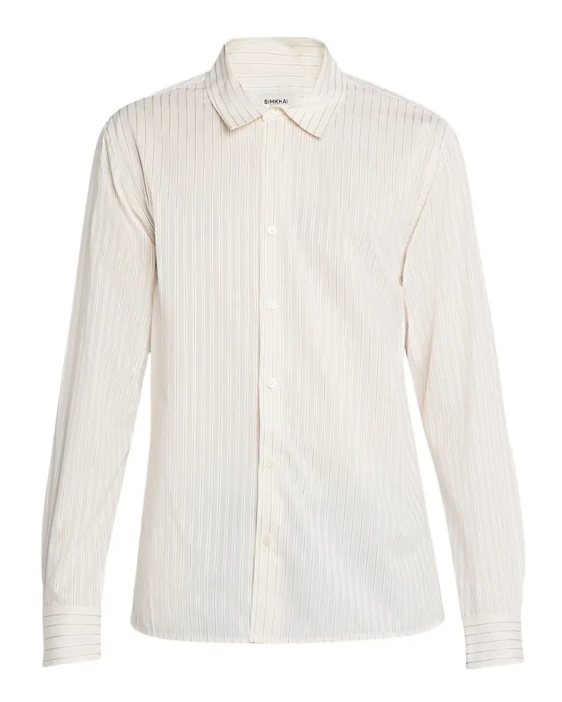 SIMKHAI Men 's Mylo Hairline Stripe Evening Shirt