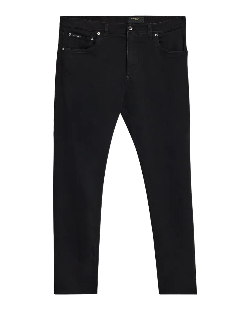 Dolce & Gabbana Men 's Slim Fit Logo Plaque Five-Pocket Pants