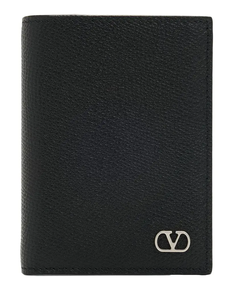 Valentino Garavani Men 's Vlogo Signature Grainy Calfskin Card Holder