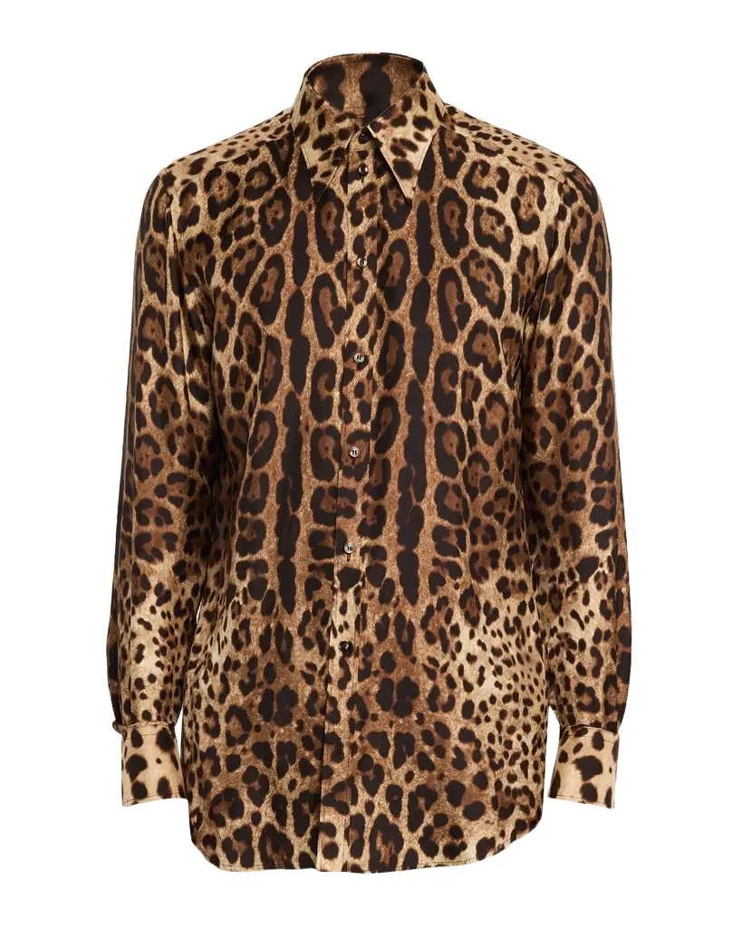 Dolce & Gabbana Men 's Leopard-Print Poplin Button-Down Shirt