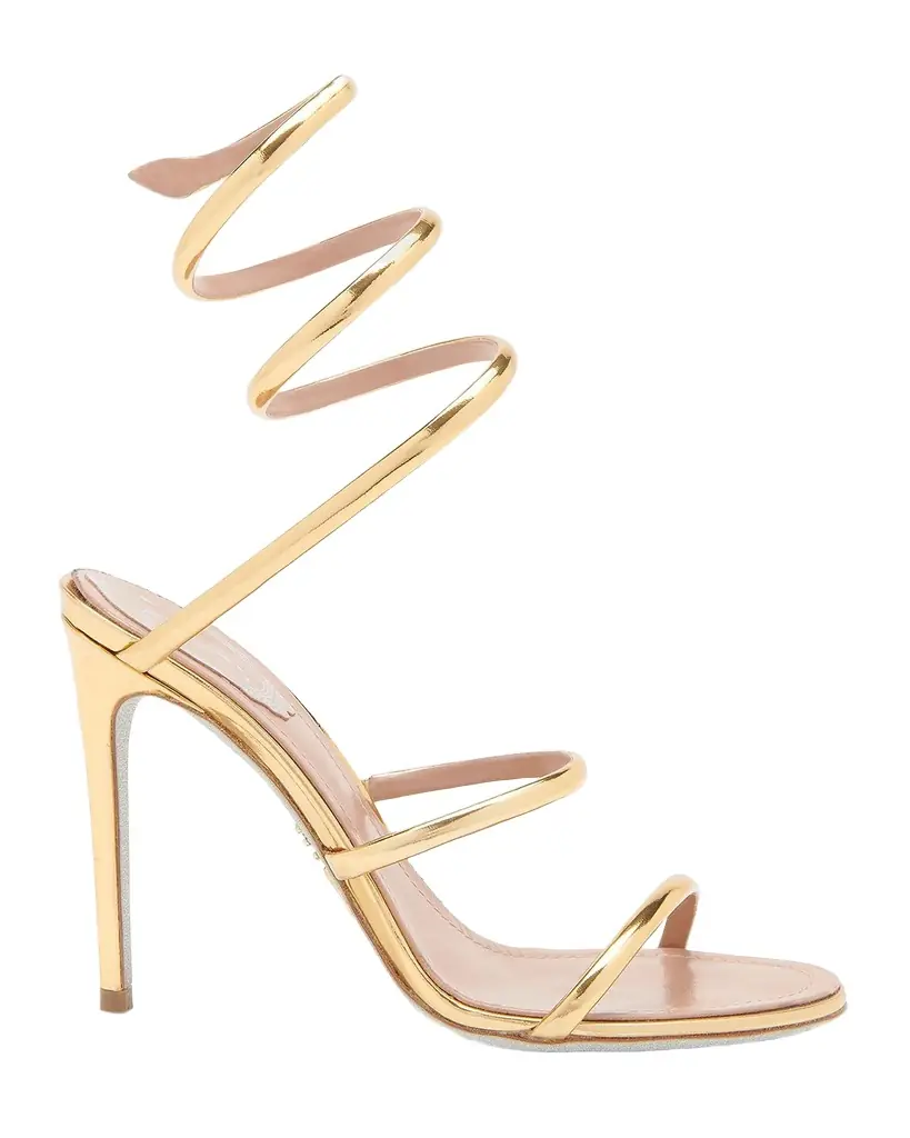 Rene Caovilla 105mm Cleo Metallic Leather Sandals
