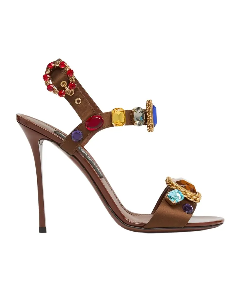 Dolce & Gabbana 105mm Stone Embellished Satin Sandals