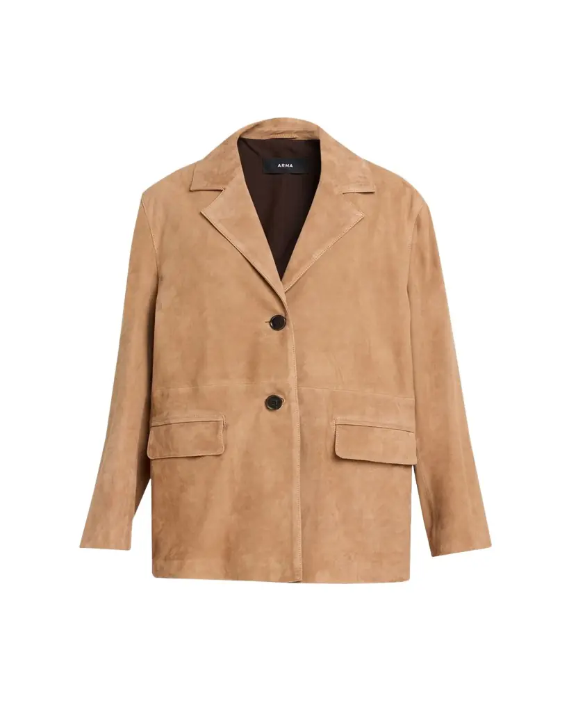 Arma Jolie Single-Breasted Goatskin Suede Blazer