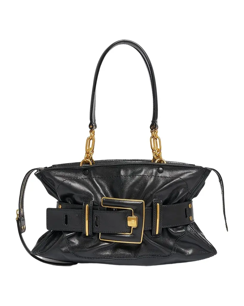 Balmain Anthem Belted Shoulder Bag in Leather