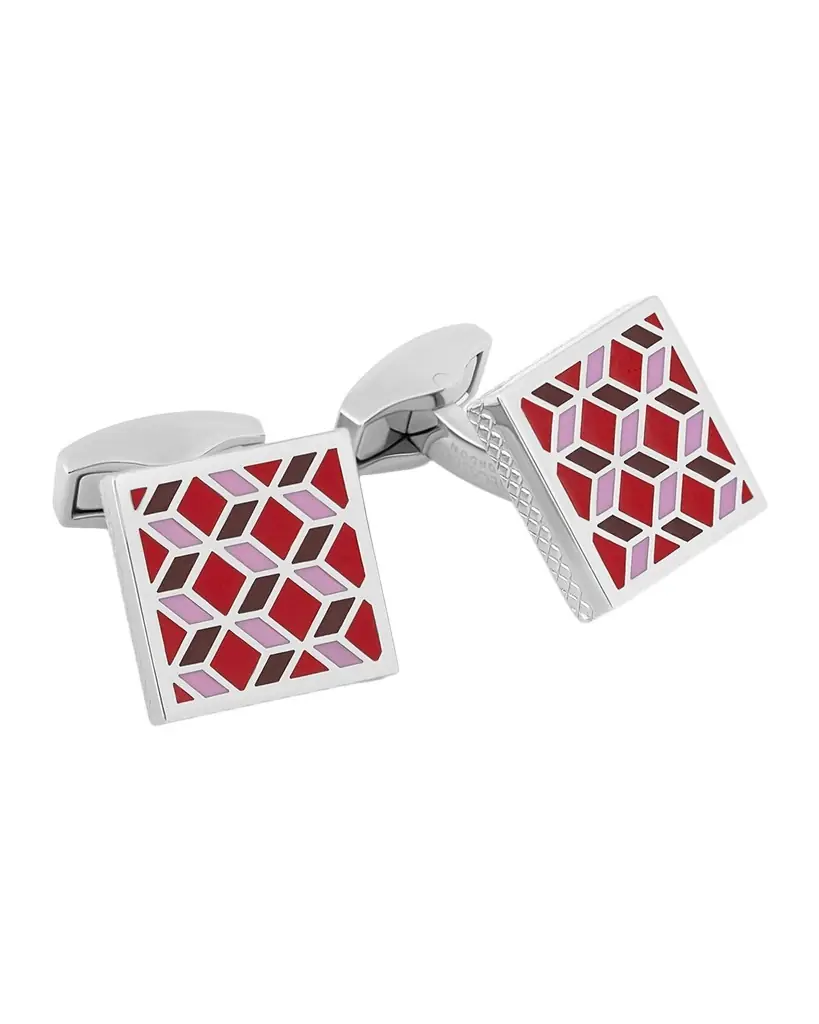 Tateossian Men 's Square 3D Cube Enamel Cufflinks