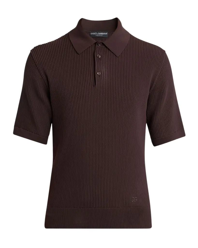 Dolce & Gabbana Men 's Cotton Ribbed Polo Shirt - Women's Clothing