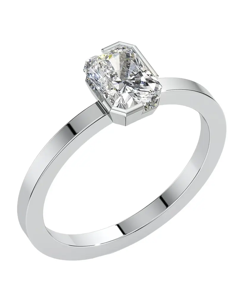 Unsaid Meta Lab-Grown Diamond Radiant Solitaire Ring in 18K White Gold