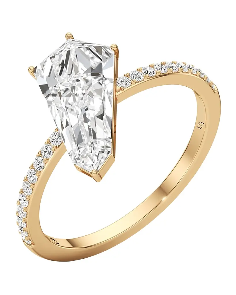 Unsaid Phoenix Lab-Grown Diamond Solitaire Slant Ring in 18K Yellow Gold