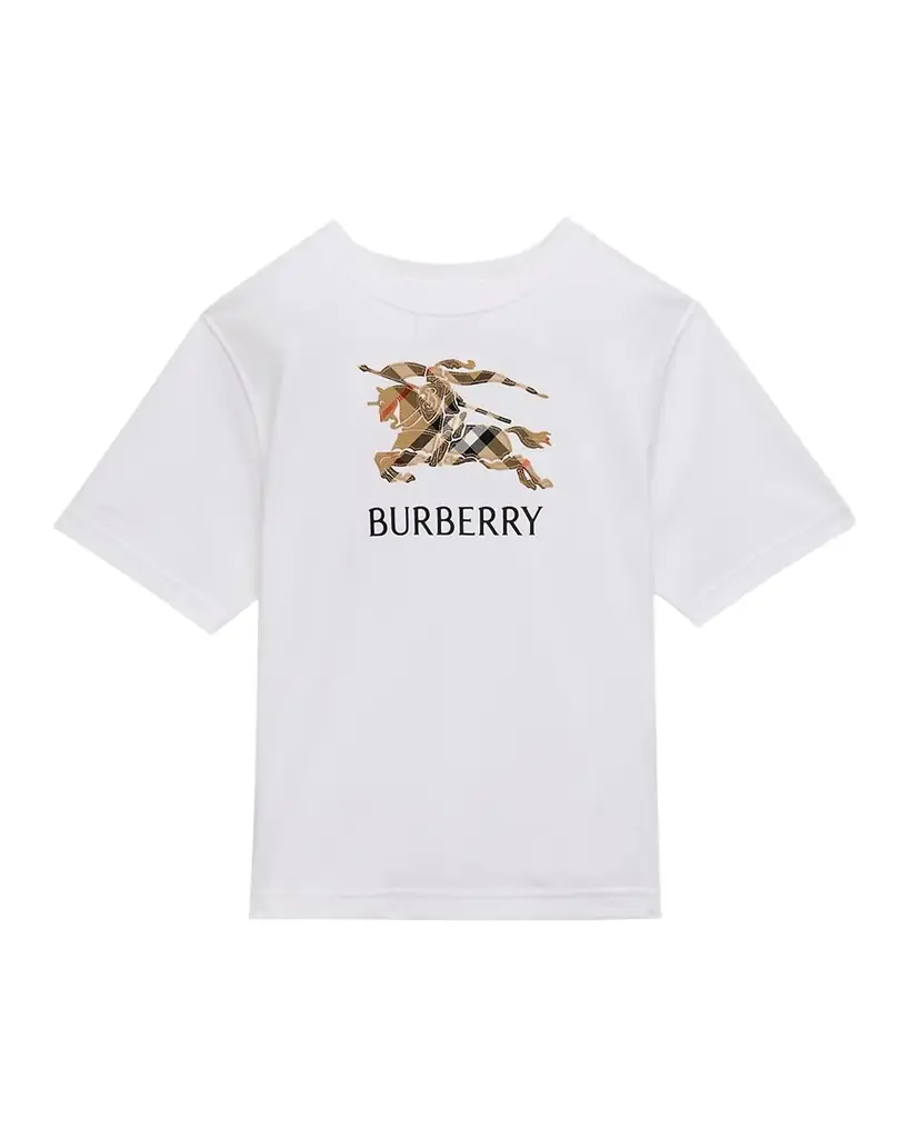 Burberry Boy 's Embroidered EKD Check Cotton T-Shirt, Size 4-14