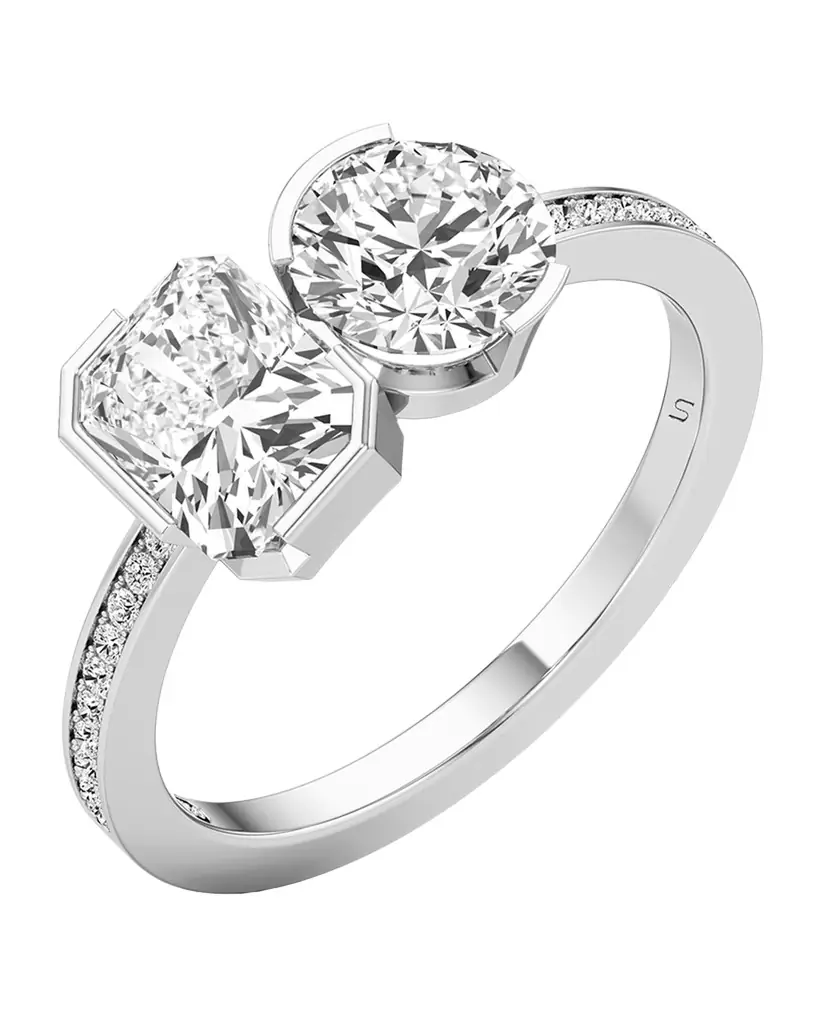 Unsaid Meta Radiant-Round Lab-Grown Diamond Pave Ring in 18K White Gold