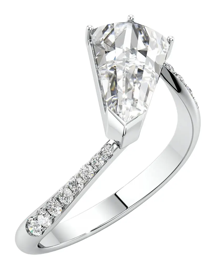 Unsaid Phoenix Lab-Grown Diamond Solitaire Slant Ring in 18K White Gold