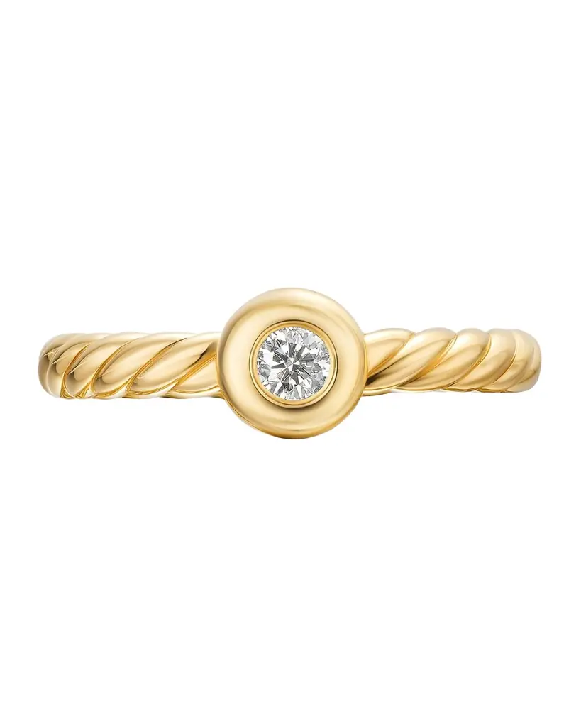 David Yurman Petite Cable Ring with Diamond in 18K Gold