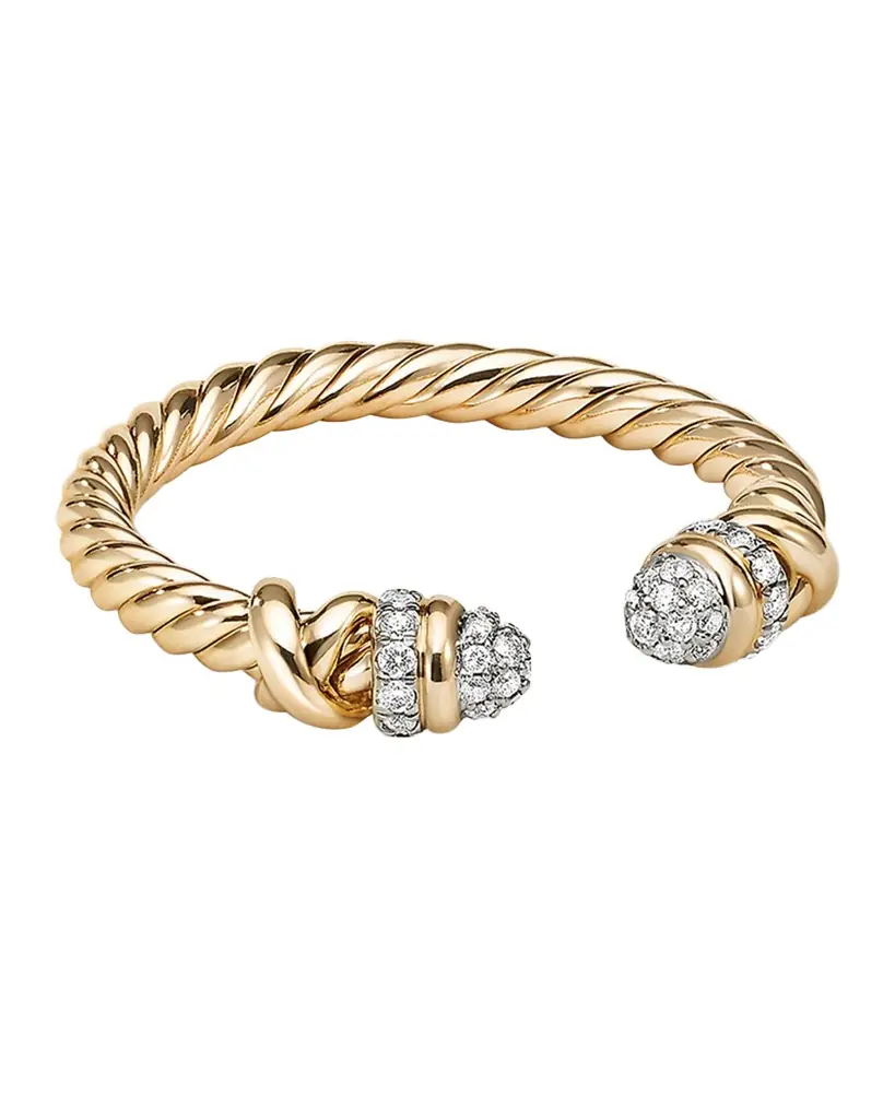 David Yurman Petite Helena Open Ring with Diamonds in 18K Gold, 2.5mm