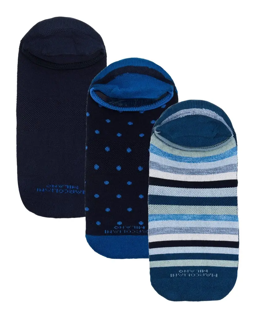 Marcoliani Men 's Invisible Multicolor 3-Pack No-Show Sneaker Socks