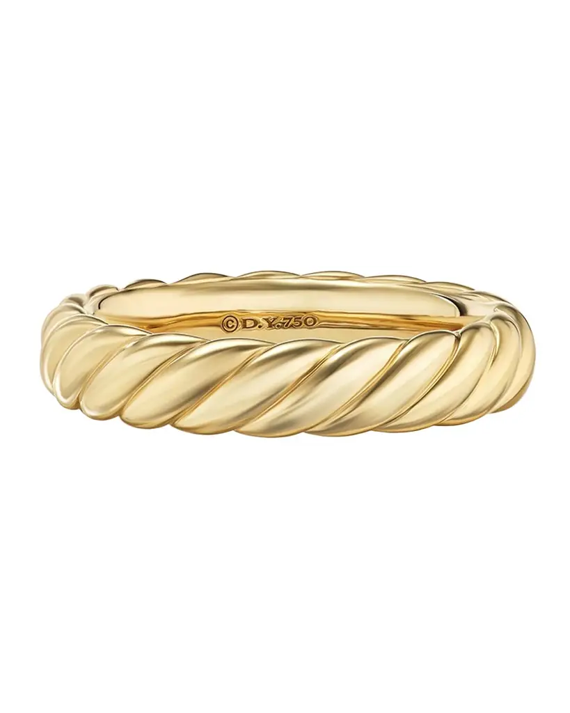David Yurman Sculpted Cable Band Ring in 18K Gold
