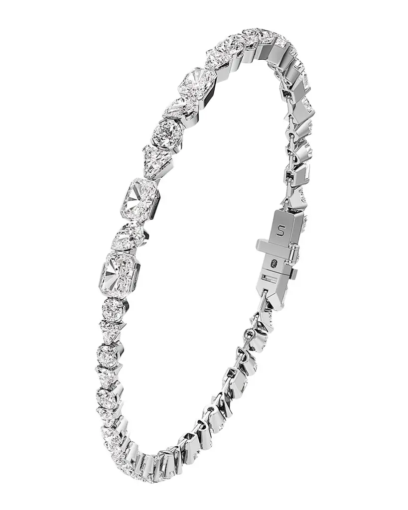 Unsaid Meta Lab-Grown Diamond Eternity Bracelet in 18K White Gold