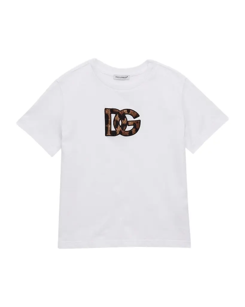 Dolce & Gabbana Girl 's Leopard Logo Cotton T-Shirt, Size -6