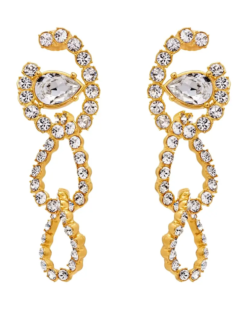 Oscar de la Renta Rhinestone Chain Dangle Earrings