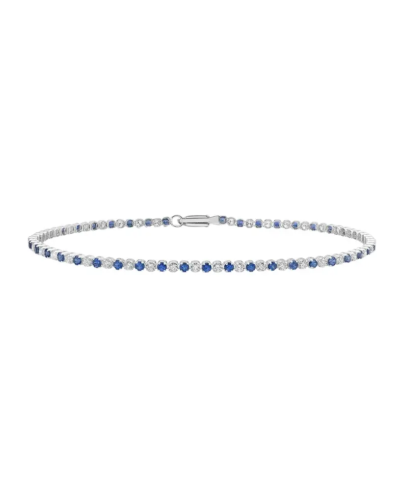 Neiman Marcus Diamonds 18K White Gold Alternating Diamond and Blue Sapphire Bracelet