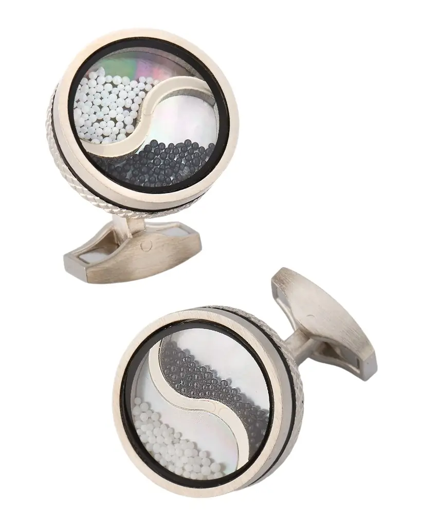 Tateossian Men 's Mother of Pearl Yin-Yang Caviar Bead Cufflinks