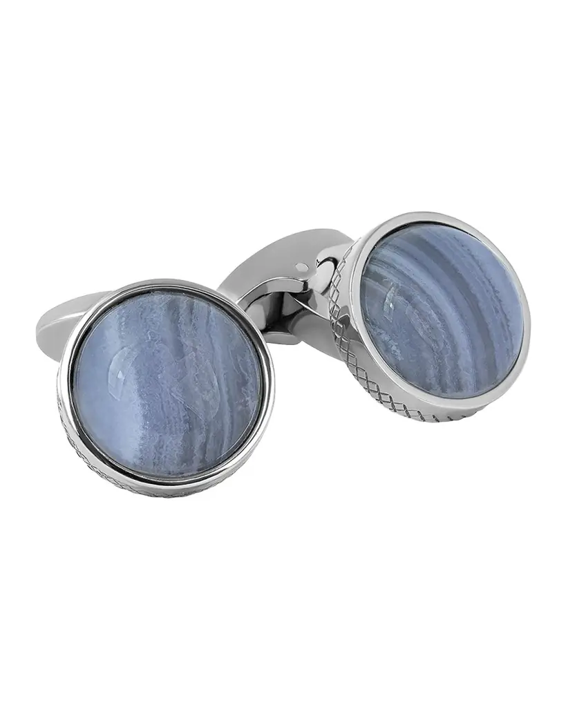Tateossian Men 's Titanium and Cabochon Gemstone Round Cufflinks