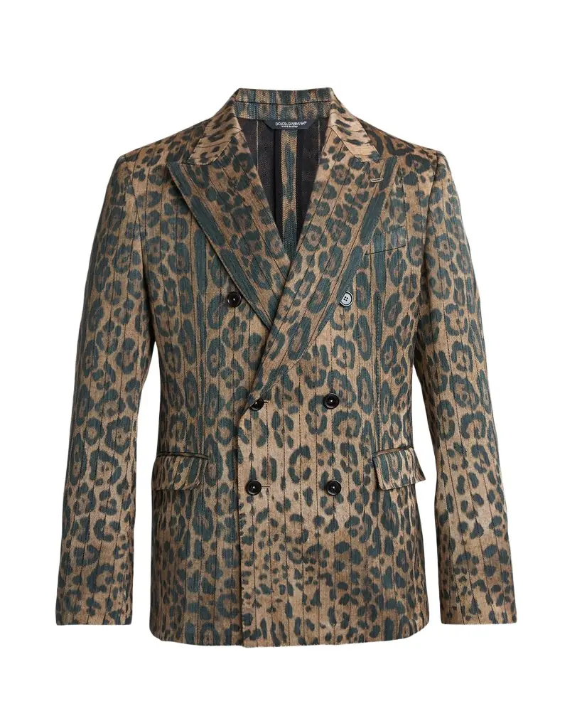 Dolce & Gabbana Men 's Cheetah-Print Double-Breasted Blazer