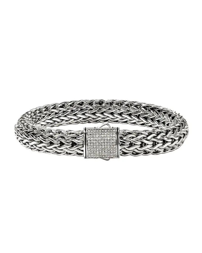 John Hardy Men 's Sterling Silver Icon Chain Bracelet with Diamonds, 10.5mm