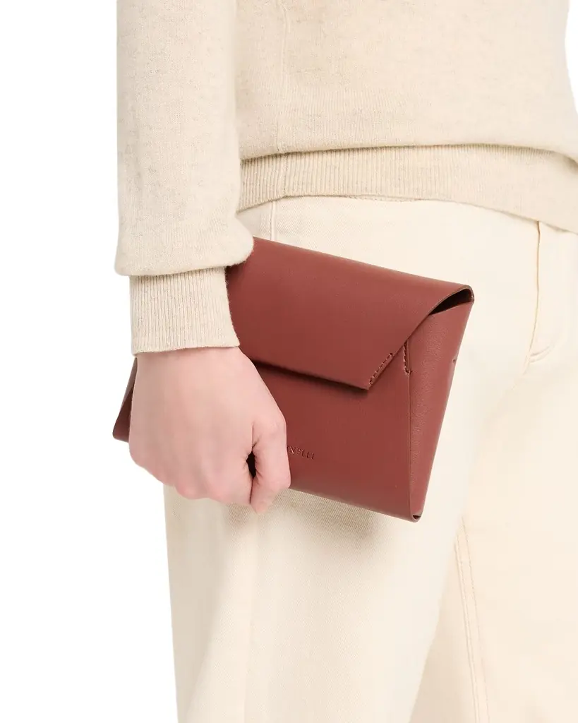 Brunello Cucinelli Leather Envelope Pochette Clutch Bag